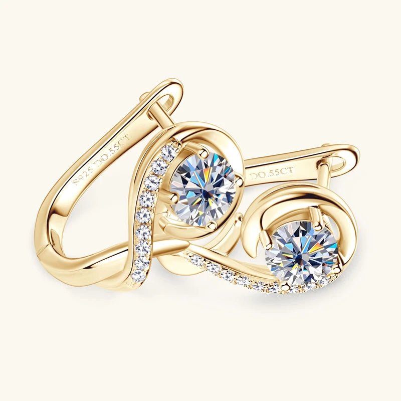 5mm 0.5ct D Moissanite Infinity Hoop Huggie Earrings for Women 925 Silver 18K Gold Plated Earrings Wedding Daily Jewelry