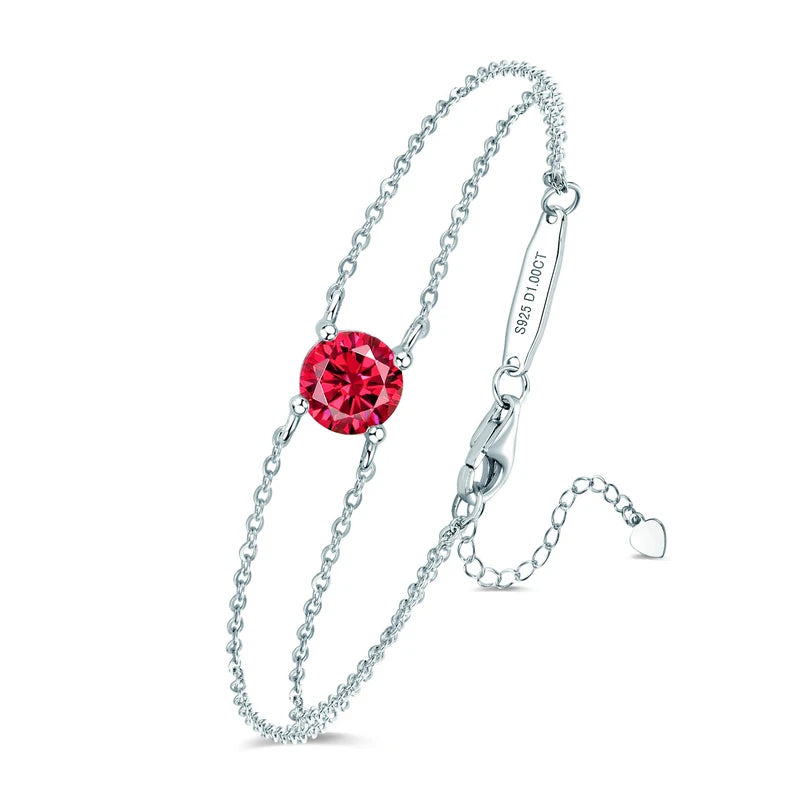 Colorful 12 Birthstone Bracelet for Women Real 925 Silver Chain 6.5mm Lab Diamond Moissanite Zircon Birthday Charm Jewelry Gift