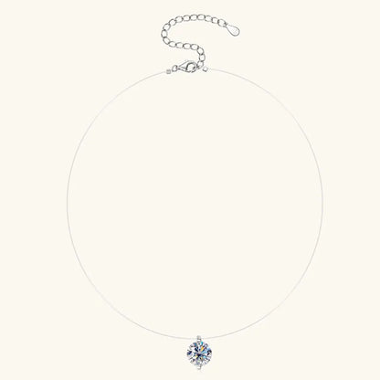 2025 Trendy 1ct 0.5ct 2ct Moissanite Pendant Necklaces 925 Silver Adjustable Invisible Fish Line for Women Valentines Gift