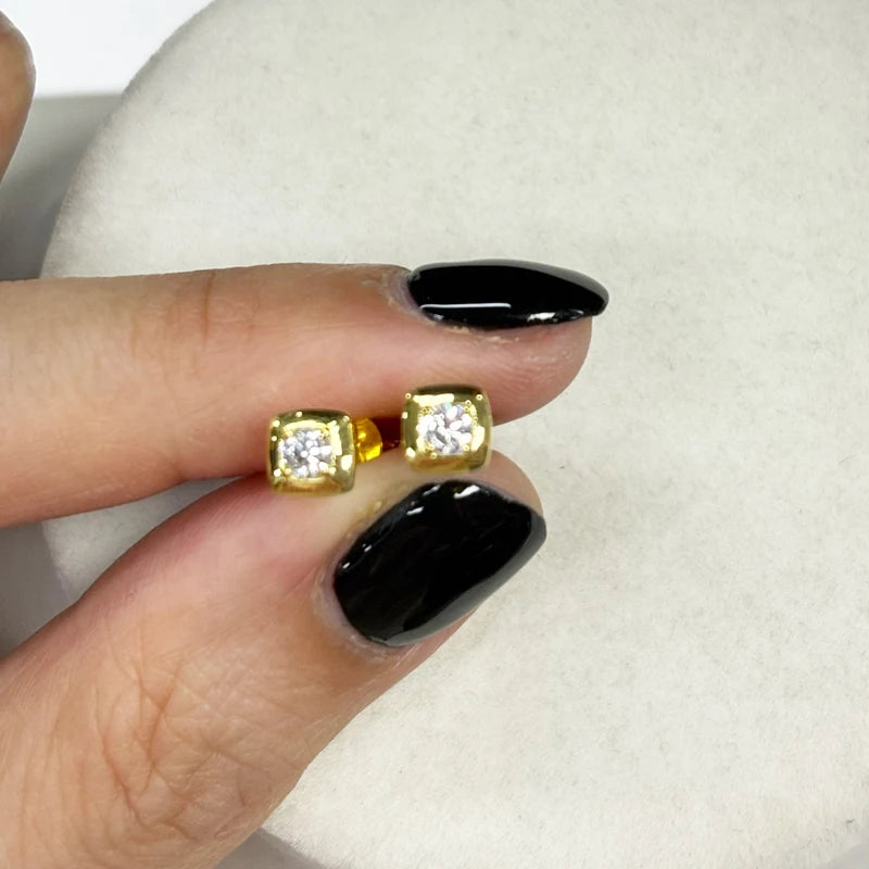 925 Silver Small Square Earrings 3mm Round D Moissanite Stud Earrings for Women Men 2025 New Trend Jewelry GRA Certified