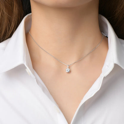 Original 6.5mm 1ct Moissanite Pendant Necklace for Women Silver 925 Sterling Box Chain Jewelry with GRA Certificate 45+5cm