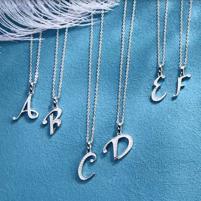 Name Necklace 26 Letter Initial Moissanite Pendant Real Silver 925 for Couples Women Men Valentine's Day Gift Fine Jewelry
