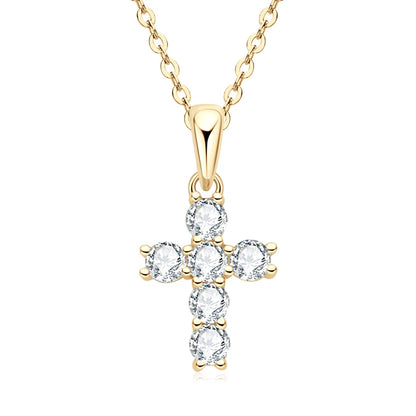 Classic Charm Cross Pendant Necklace 925 Sterling Silver Moissanite with Certificate  for Women Men Gifts Collar Jewelry