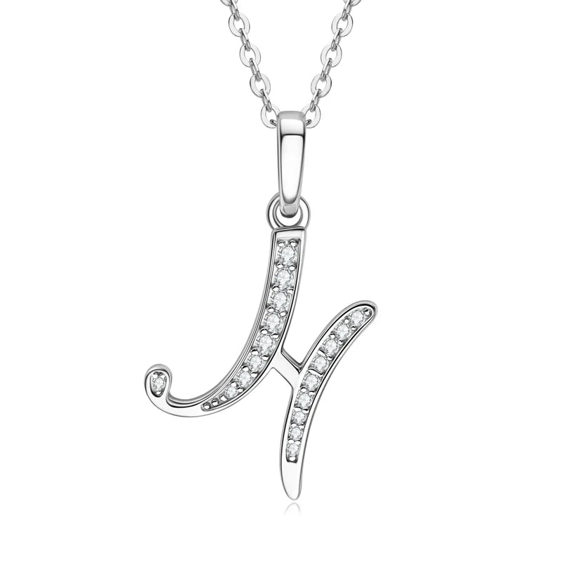 Name Necklace 26 Letter Initial Moissanite Pendant Real Silver 925 for Couples Women Men Valentine's Day Gift Fine Jewelry