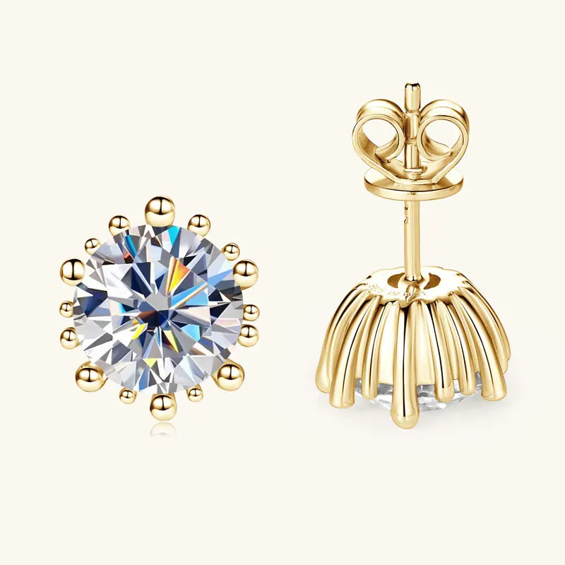 2025 Trendy Stud Earrings Moissanite 2ct 8mm 925 Silver Plated 18k Gold Hypoallergenic Earrings Valentine's Gift for Women