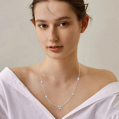 3mm Bezel D Moissanite Pendant Necklace for Women 925 Sterling Silver Plated Gold Adjustable Chain 2025 Gift Valentine Day