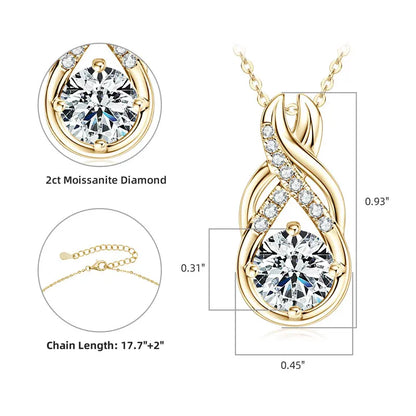 8mm 2.0CT Infinity Moissanite Pendant Necklace for Women Real 925 Silver Adjustable Chain GRA Certified Luxury Fine Jewelry Gift