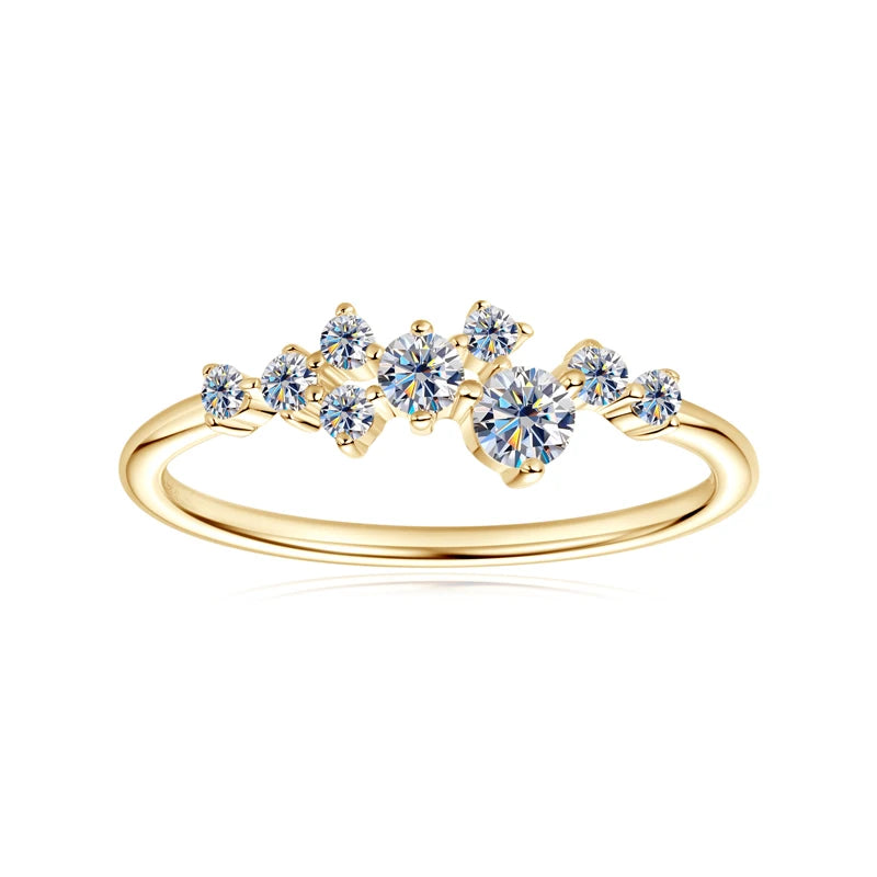 Real 925 Sterling Silver Moissanite Engagement Ring for Women Dainty Thin Finger Rings Gold Color Jewelry Accessories Gift