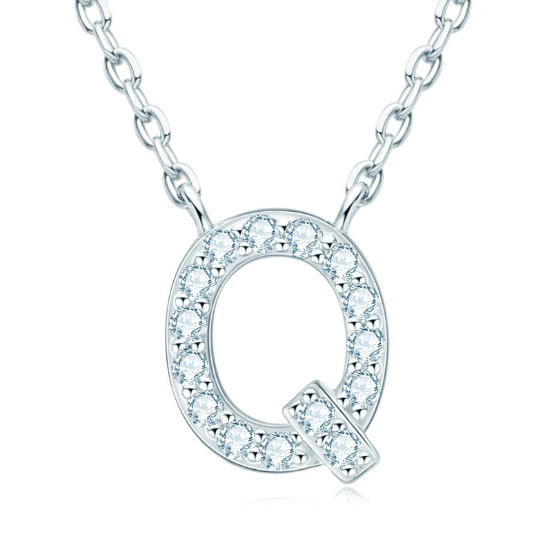 Initial Moissanite 26 Letter Pendant Necklace for Women Men Real Silver 925 Name Pendant Fine Jewelry Valentine's Day Gift