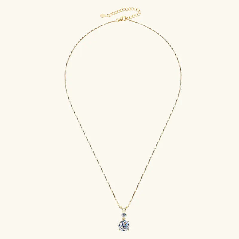 1CT 2CT 3CT Moissanite Pendant Necklace for Women 925 Silver Adjustable Chain Sparking Two Stones Necklaces Gift Valentine