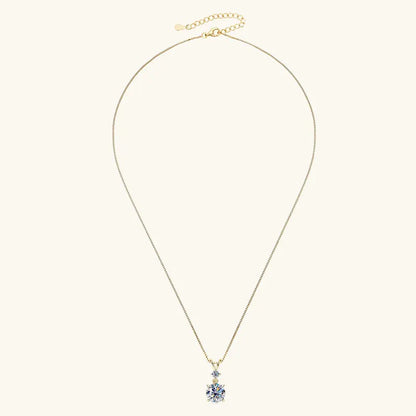 1CT 2CT 3CT Moissanite Pendant Necklace for Women 925 Silver Adjustable Chain Sparking Two Stones Necklaces Gift Valentine