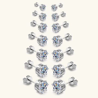 Stud Earrings for Men Women Real D Color Moissanite 3mm-9mm Multiple Sizes Earring 925 Silver Jewelry Girls Gift Certified