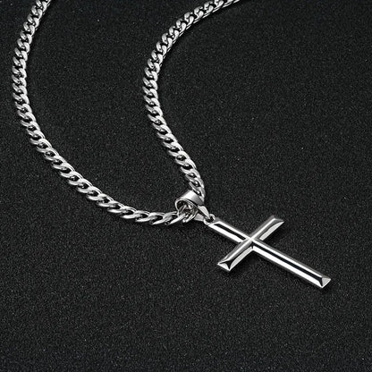 925 Sterling Silver Crucifix Cross Pendant Necklace for Men 4.7mm Durable Stainless Steel Cuban Chain Necklaces Hip Hop