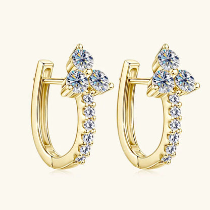 3mm&1.5mm Moissanite Hoop Earrings for Women 925 Sterling Silver Delicate U Shaped Huggie Earrings 2025 Wedding Jewelry