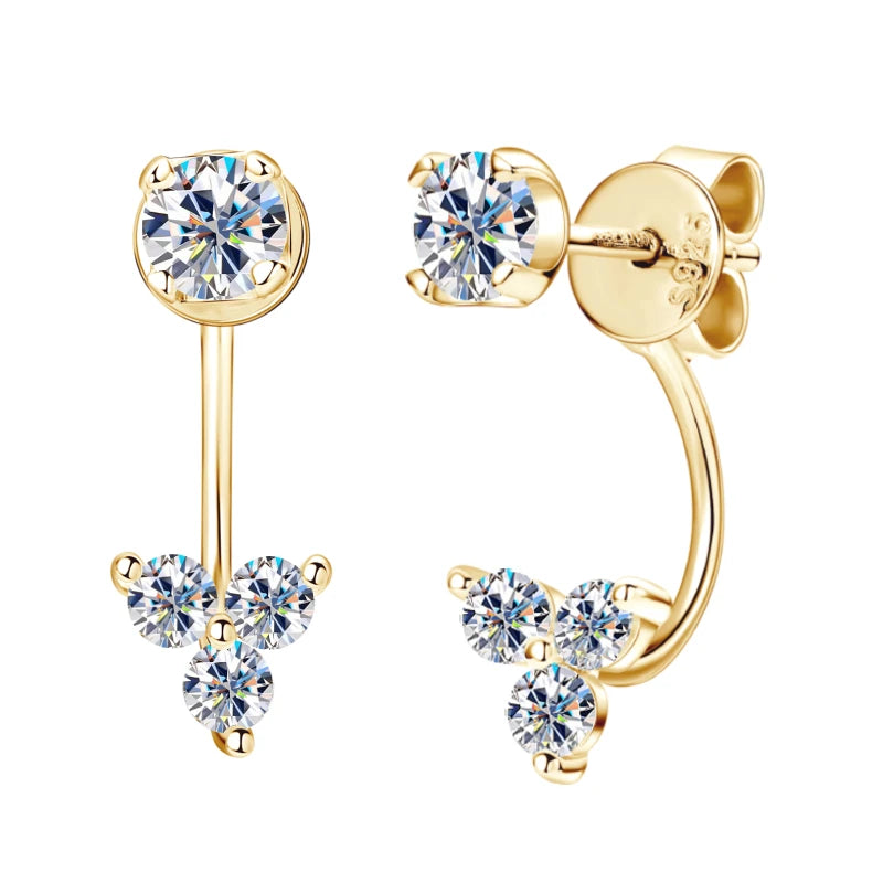 2024 Trendy Real 925 Silver D Moissanite Drop Earrings Piercing Stud Earrings Jacket Certified Jewelry for Women Gift GRA