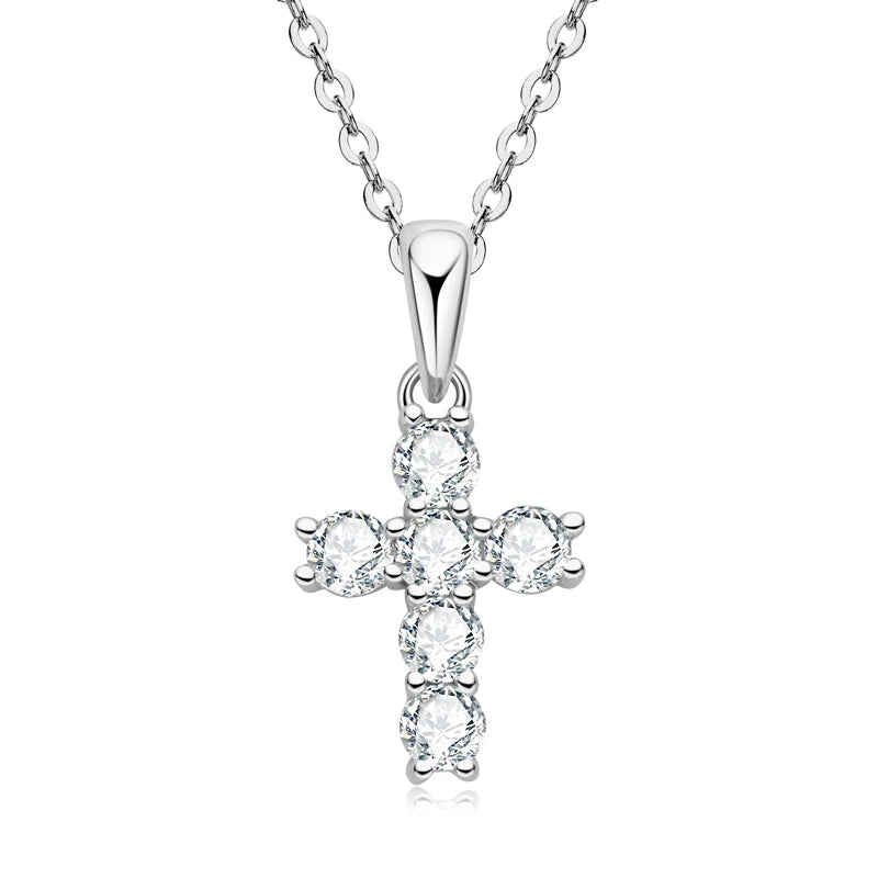 Classic Charm Cross Pendant Necklace 925 Sterling Silver Moissanite with Certificate  for Women Men Gifts Collar Jewelry