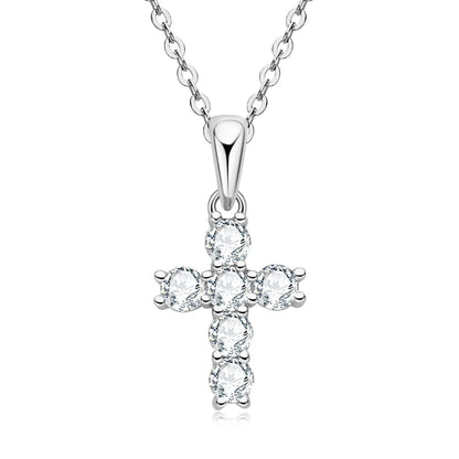 Classic Charm Cross Pendant Necklace 925 Sterling Silver Moissanite with Certificate  for Women Men Gifts Collar Jewelry