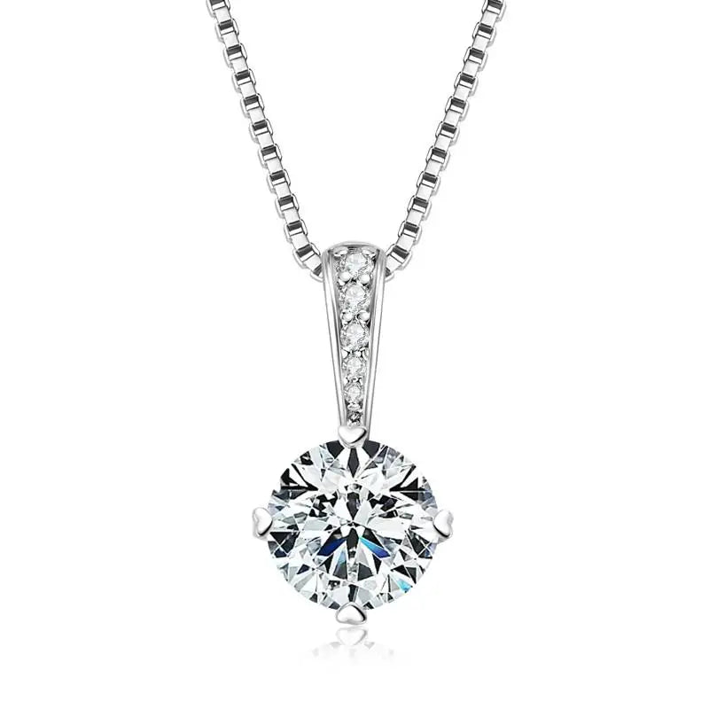 New Women's Necklace 2CT D Color Moissanite Drop Necklaces 1ct Certificate Real Silver 925 Jewelry Heart Shaped Claw Round