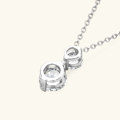 925 Silver Sparking 1.7cttw. Two-stone Moissanite Pendant Necklace for Women Choker 2024 Trend Neck Jewelry Valentine Gift