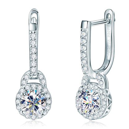 2024 Luxury Women's Hoop Earrings Real Silver 925 5mm Round Moissanite Drop Earrings Wedding Fine Jewelry Party Valentine Gift