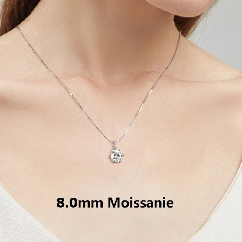 2024 New 925 Sterling Silver Moissanite Pendant Necklace 1CT 2CT D Color Lab Diamond Jewelry Women's Birthday Valentine Day Gift