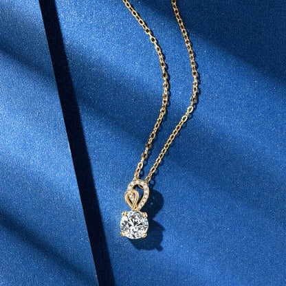 2024 Trend 925 Sterling Silver Necklace Round 6.5mm 1CT Moissanite Heart Pendant for Women Wedding Engagement Jewelry Gift