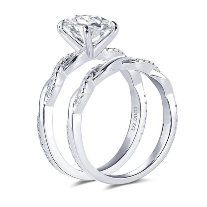 Original 925 Sterling Sliver Bridal Ring Set 2.0 Carat Oval Moissanite Engagement Wedding Promise Bands Jewelry for Women