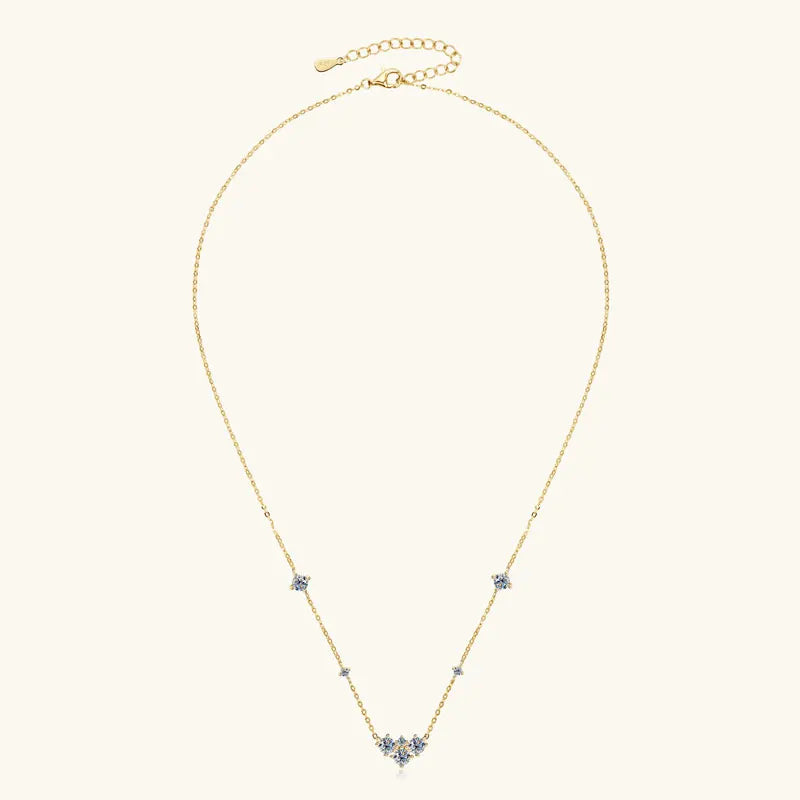 2025 New 4mm&2mm D Color Moissanite Pendant Necklace Plated 18K Gold 925 Silver Chain Jewelry GRA Certified for Women Girl Gifts
