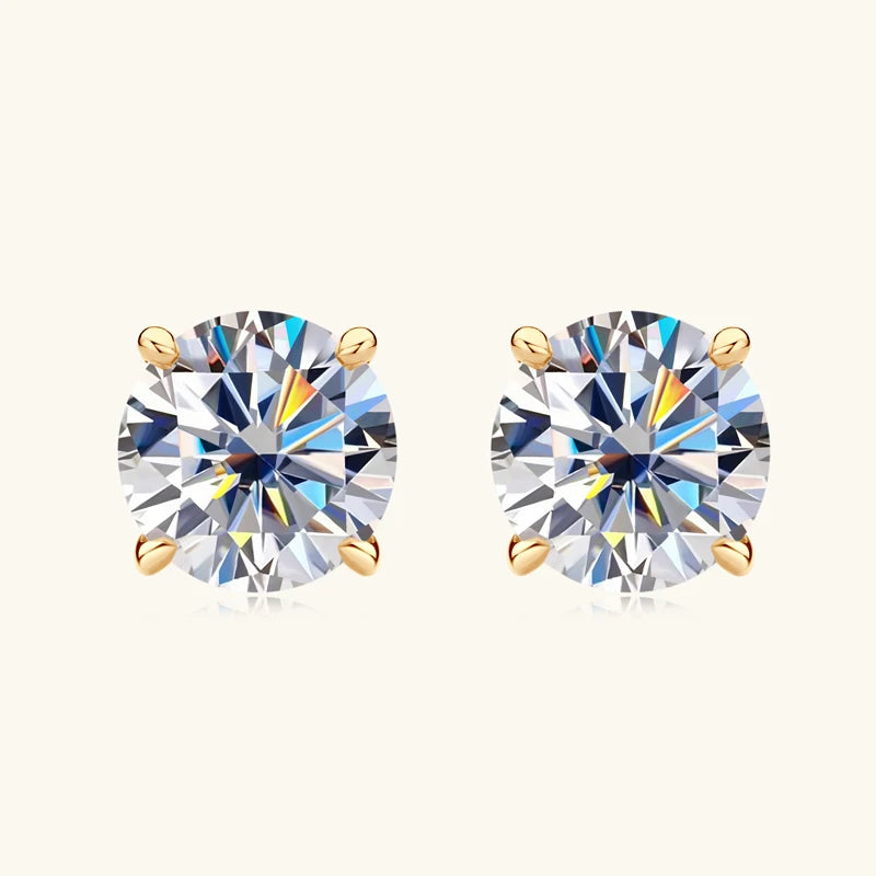 10K Solid Gold Stud Earrings Sparking 6.5mm 6mm 0.8-1CT D-E Moissanite Classic Earrings for Women Men Jewelry GRA Certificate