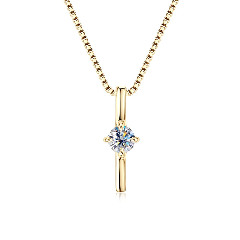 4mm 0.30ct D Moissanite Dash Pendant Necklace for Women 925 Silver Adjustable Chain Fashion Simple Jewelry 2025 New Gift