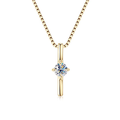 4mm 0.30ct D Moissanite Dash Pendant Necklace for Women 925 Silver Adjustable Chain Fashion Simple Jewelry 2025 New Gift