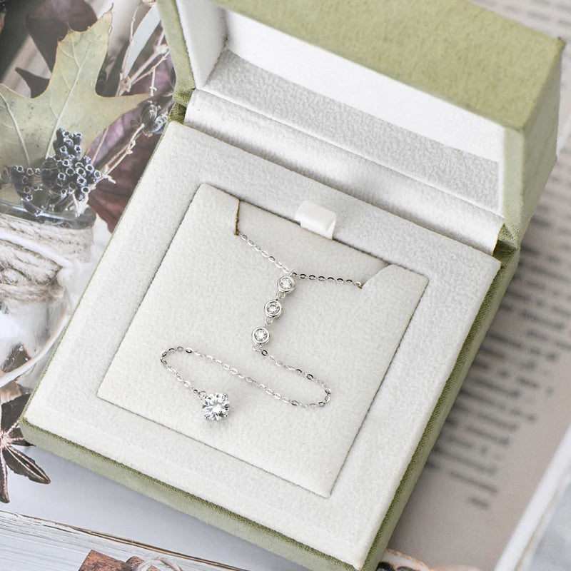 D1.30CT D Color Moissanite Y Shape Pendant Necklaces For Women 925 Silver Fashion Long Chain Pendant 6.5mm&3mm Lab Diamond