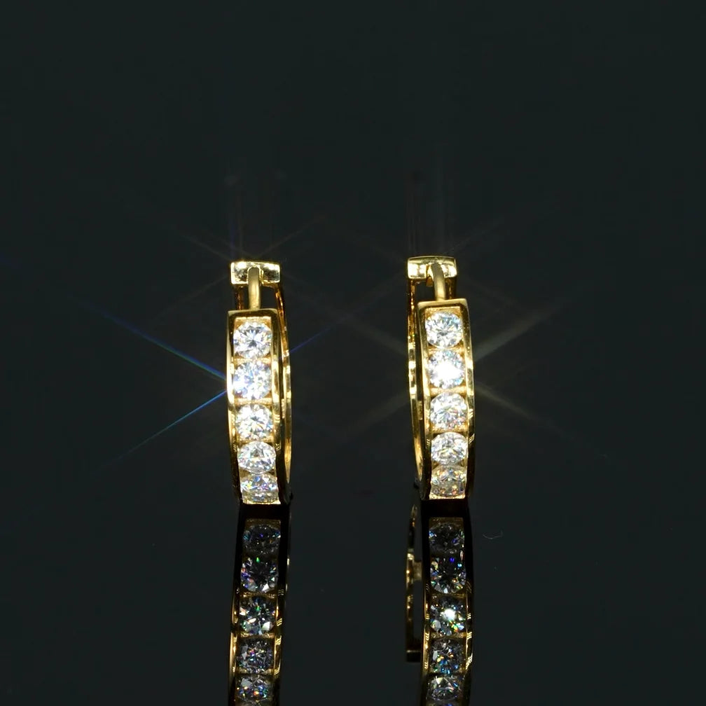 100% Real Gold 0.48CTW D Color Moissanite Earrings 14K Gold for Women Men Couples Small Hoop Earrings Engagement Wedding Jewelry