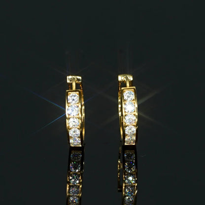 100% Real Gold 0.48CTW D Color Moissanite Earrings 14K Gold for Women Men Couples Small Hoop Earrings Engagement Wedding Jewelry