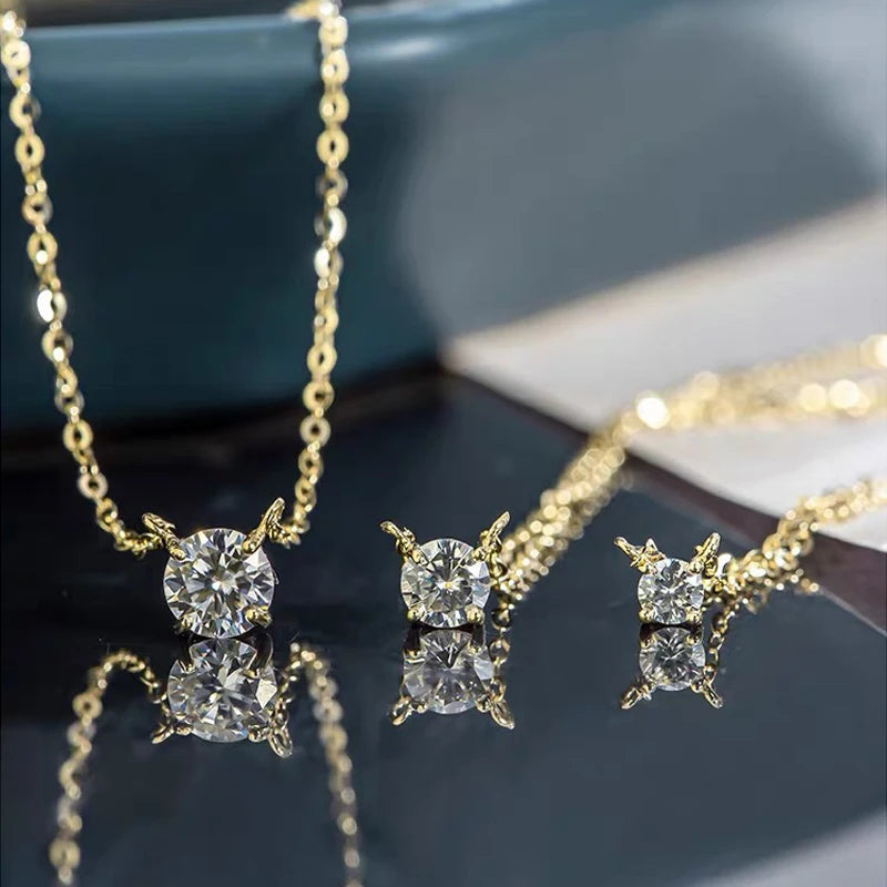 Original 3CT 1CT 2CT Moissanite Necklace Real 925 Silver Chain 6.5-9mm Solitaire Pendant Necklaces For Women Jewelry Gifts