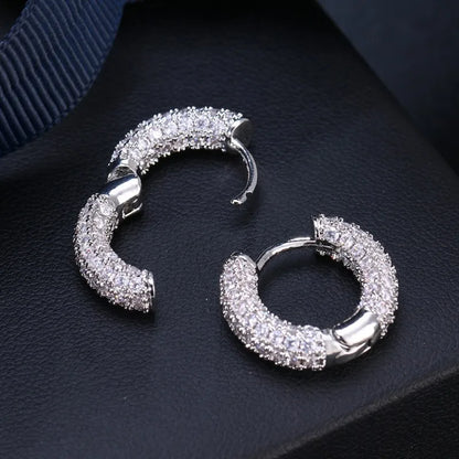 Original 925 Silver Sterling Hoops Luxury Earrings Jewelry 1.3mm Round Moissanite Diamond Earrings for Women Wedding Party