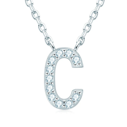 Initial Moissanite 26 Letter Pendant Necklace for Women Men Real Silver 925 Name Pendant Fine Jewelry Valentine's Day Gift