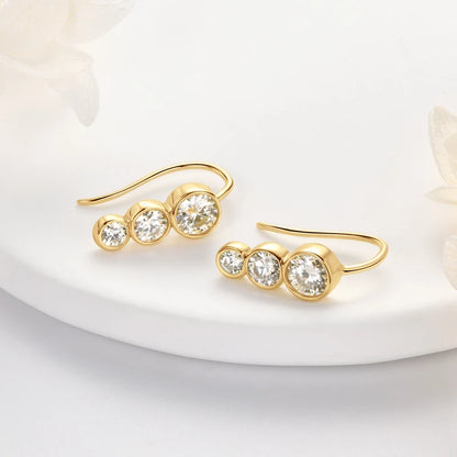 Earrings 925 Sterling Silver 1.8ctw. Round Bezel Moissanite Stud Earrings for Women Piercing Hook 2024 New Trend Jewelry