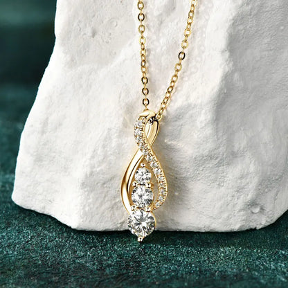 7x10mm 2ct Pear Cut Moissanite Infinity Pendant Necklace for Women 925 Sterling Silver Adjustable Chain Fine Jewelry Gift