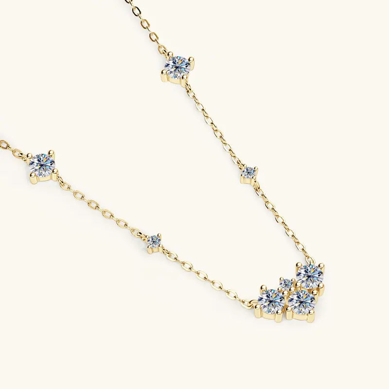 2025 New 4mm&2mm D Color Moissanite Pendant Necklace Plated 18K Gold 925 Silver Chain Jewelry GRA Certified for Women Girl Gifts