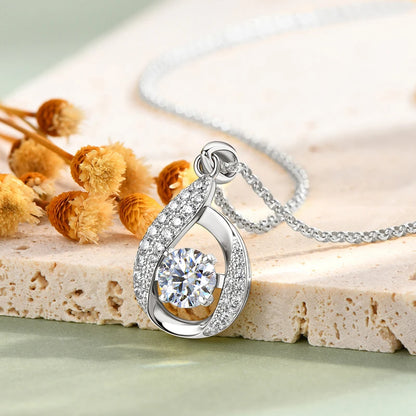 2024 New 6.5mm 1ct Round Moissanite Necklace Water Drop Pendant Women 925 Sterling Silver Jewelry for Wedding Party Gift GRA