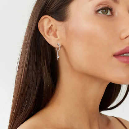 925 sterling silver moissanite stud earrings Fashion women's half-open hoop drop earrings dual use jewelry original 2025