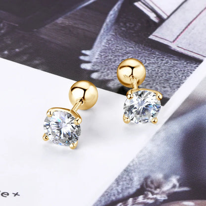 2.0ctw D Color Moissanite Earrings Studs Original 925 Silver Earrings Ball Screw Back Jewelry for Women Men 6.5mm 1 Carat