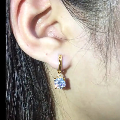 Real 925 Sterling Silver 5mm 1ctw. Round D Color Moissanite Diamond Drop Hoop Earrings For Women GRA Jewelry Wedding Party Gift