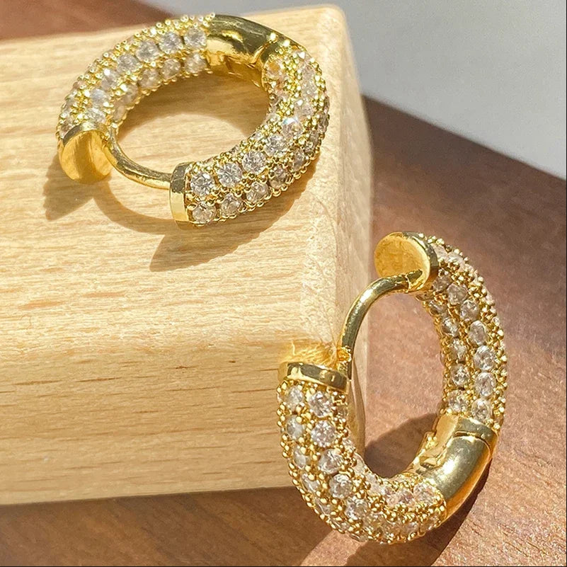 Micro Paved Full Moissanite Hoops Earrings Silver 925 Dazzling Diamond Ear Luxury Jewelry for Women Men Party Wedding Gift
