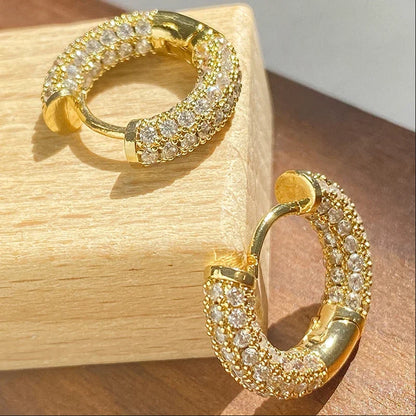 Micro Paved Full Moissanite Hoops Earrings Silver 925 Dazzling Diamond Ear Luxury Jewelry for Women Men Party Wedding Gift