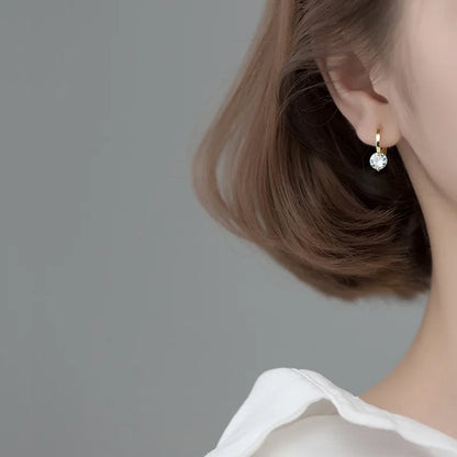 Fashion Moissanite Drop Hoops Earrings 925 Gold Plated Silver Diamond Solitaire Earring for Women Men Sterling Gifts Mom