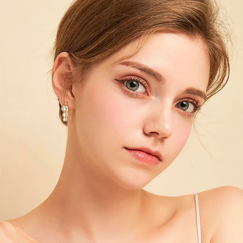 Earrings 925 Sterling Silver 1.8ctw. Round Bezel Moissanite Stud Earrings for Women Piercing Hook 2024 New Trend Jewelry