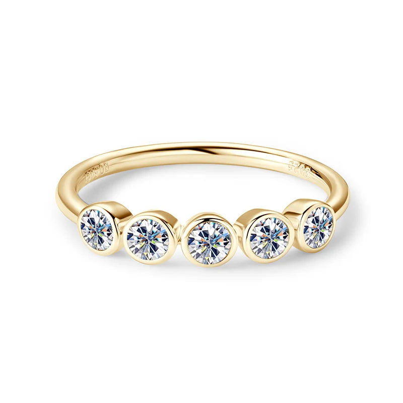 925 Sterling Silver 3mm D-E Moissanite Rings for Women Fashion Five Stones Ring Daily Wear Finger Band Fine Jewelry Gifts
