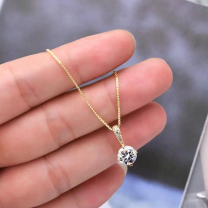 New Women's Necklace 2CT D Color Moissanite Drop Necklaces 1ct Certificate Real Silver 925 Jewelry Heart Shaped Claw Round